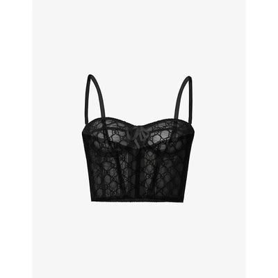 gucci gg embroidered mesh bralette